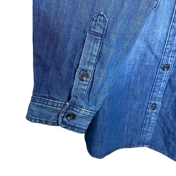 AG Adriano Goldschmied Denim Shirt Women S Blue Chambray Pockets Western Relaxed - Picture 10 of 12